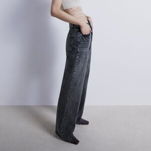 ZARA ZW PREMIUM '90S FULL JEANS IN SENTINEL BLACK Size 27 Size 4 high waist long